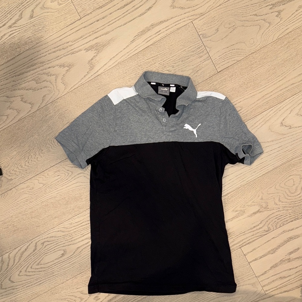 Puma Two-Tone Polo Shirt in Gray and Black